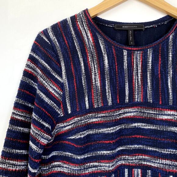 BCBGMaxazria Kathy Striped Boucle Fringe Sweater Dress Size Small - Picture 3 of 8